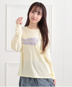 PINK-latte / ピンク ラテ カットソー | ロゴ発砲プリントロンT