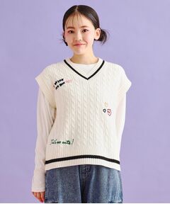 PINK-latte / ピンク ラテ その他トップス | 【SETアイテム】手書き風ニットベスト＋ロンTセット