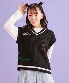 PINK-latte / ピンク ラテ その他トップス | 【SETアイテム】手書き風ニットベスト＋ロンTセット