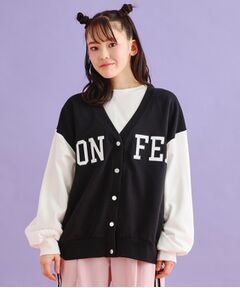 PINK-latte / ピンク ラテ カーディガン・ボレロ | 裏毛配色ロゴカーディガン