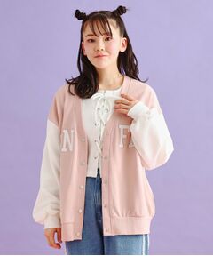 PINK-latte / ピンク ラテ カーディガン・ボレロ | 裏毛配色ロゴカーディガン