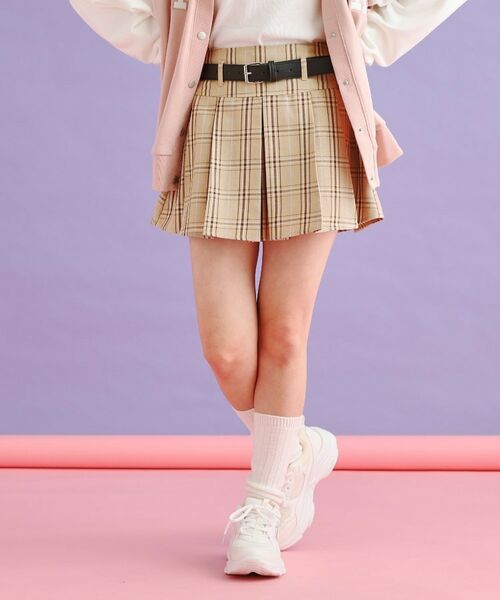 PINK-latte/ピンク ラテ ベルト付きプリーツスカート ライトベージュ(251) 15(150cm) PINK-latte/ピンク ラテ ベルト付きプリーツスカート ライトベージュ(251) 15(150cm)
