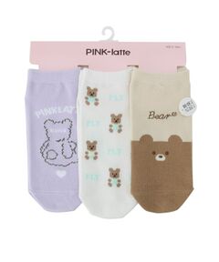 PINK-latte / ピンク ラテ ソックス | 【3Pセット】くまちゃんくるぶしソックス