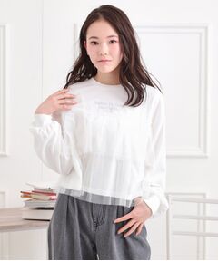 PINK-latte / ピンク ラテ カットソー | チュールドッキングロンT