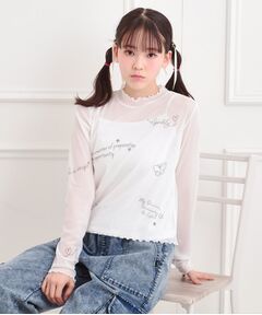 PINK-latte / ピンク ラテ カットソー | 【セットアイテム】プリントシアープルオーバー＋キャミ