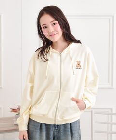 PINK-latte / ピンク ラテ パーカー | ミニ裏クマ刺繍ジップパーカ