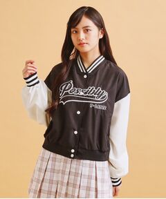 PINK-latte / ピンク ラテ レザーブルゾン・ジャケット | アップリケスタジャン