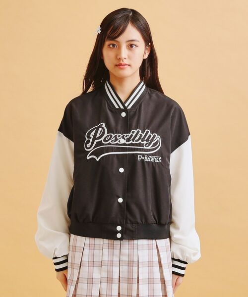 PINK-latte / ピンク ラテ レザーブルゾン・ジャケット | アップリケスタジャン | 詳細1