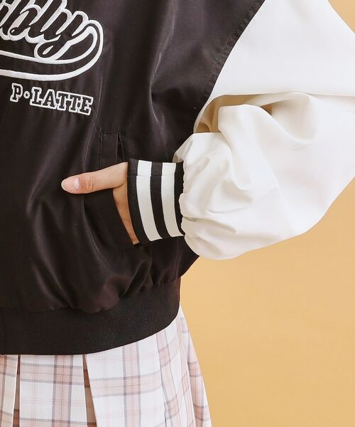 PINK-latte / ピンク ラテ レザーブルゾン・ジャケット | アップリケスタジャン | 詳細6