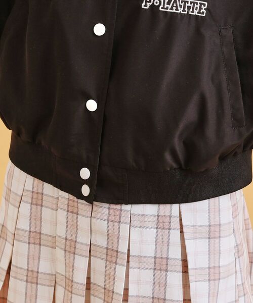 PINK-latte / ピンク ラテ レザーブルゾン・ジャケット | アップリケスタジャン | 詳細7