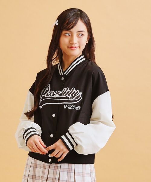 PINK-latte / ピンク ラテ レザーブルゾン・ジャケット | アップリケスタジャン | 詳細9