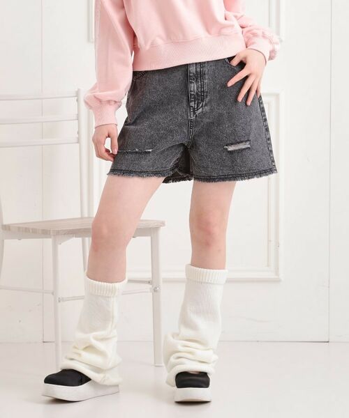 PINK-latte/ピンク ラテ ダメージショートパンツ ブラック(419) 16(160cm) PINK-latte/ピンク ラテ ダメージショートパンツ ブラック(419) 16(160cm)