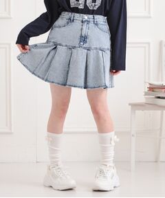 PINK-latte / ピンク ラテ ミニ・ひざ丈スカート | デニム裾プリーツスカート