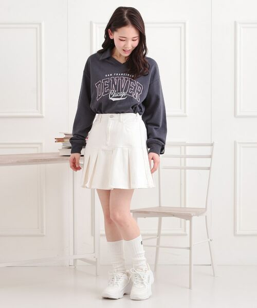 PINK-latte / ピンク ラテ ミニ・ひざ丈スカート | デニム裾プリーツスカート | 詳細10