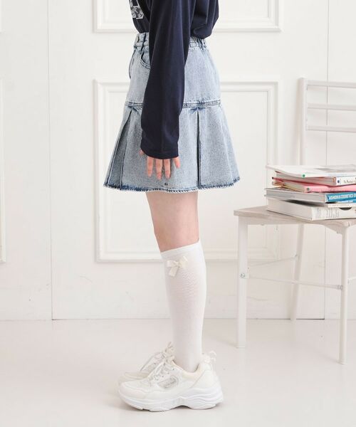 PINK-latte / ピンク ラテ ミニ・ひざ丈スカート | デニム裾プリーツスカート | 詳細2
