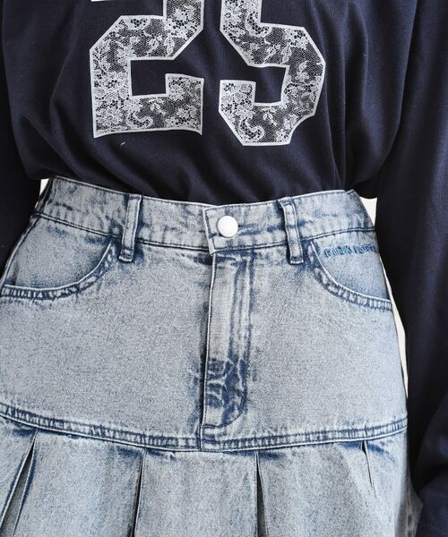 PINK-latte / ピンク ラテ ミニ・ひざ丈スカート | デニム裾プリーツスカート | 詳細4