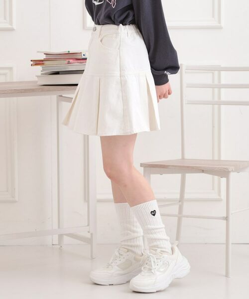 PINK-latte / ピンク ラテ ミニ・ひざ丈スカート | デニム裾プリーツスカート | 詳細8