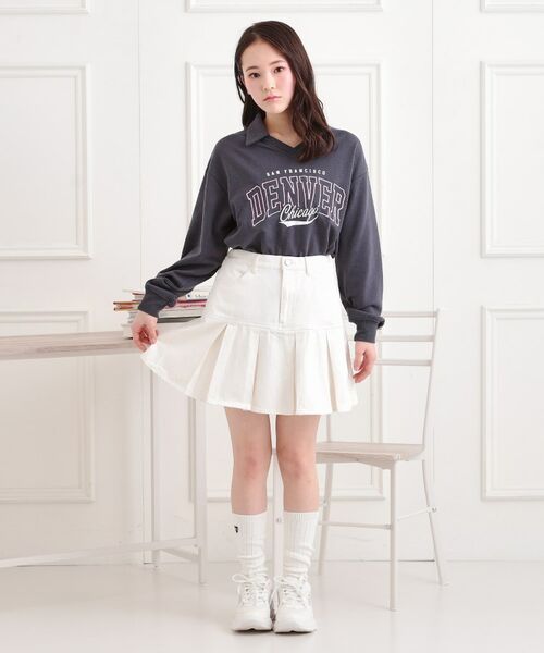 PINK-latte / ピンク ラテ ミニ・ひざ丈スカート | デニム裾プリーツスカート | 詳細9