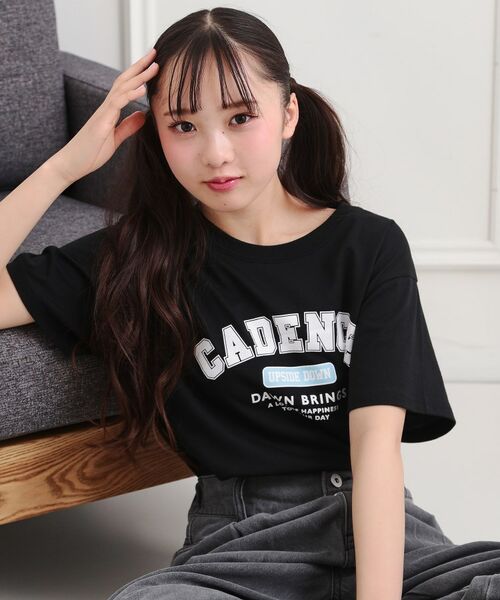 PINK-latte/ピンク ラテ カレッジプリントTシャツ ブラック(019) 15(150cm) PINK-latte/ピンク ラテ カレッジプリントTシャツ ブラック(019) 15(150cm)