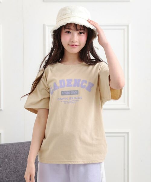PINK-latte/ピンク ラテ カレッジプリントTシャツ ライトベージュ(051) 16(160cm) PINK-latte/ピンク ラテ カレッジプリントTシャツ ライトベージュ(051) 16(160cm)