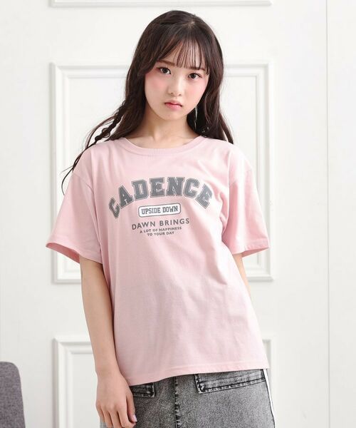 PINK-latte/ピンク ラテ カレッジプリントTシャツ ピンク(071) 16(160cm) PINK-latte/ピンク ラテ カレッジプリントTシャツ ピンク(071) 16(160cm)