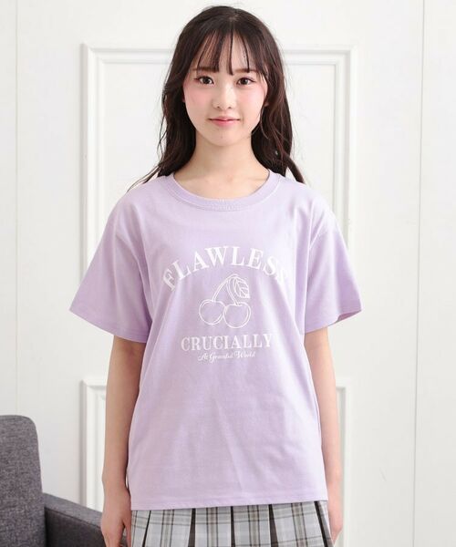 PINK-latte / ピンク ラテ Tシャツ | チェリーモチーフTシャツ | 詳細1