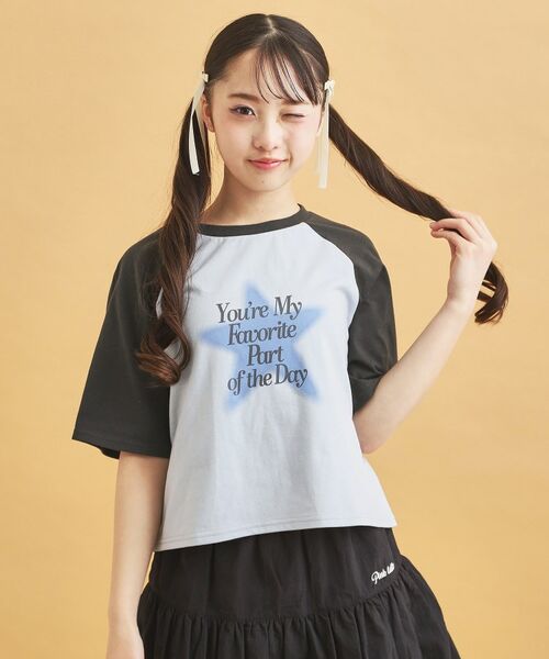 PINK-latte / ピンク ラテ Tシャツ | スプレー星ラグランTシャツ | 詳細7