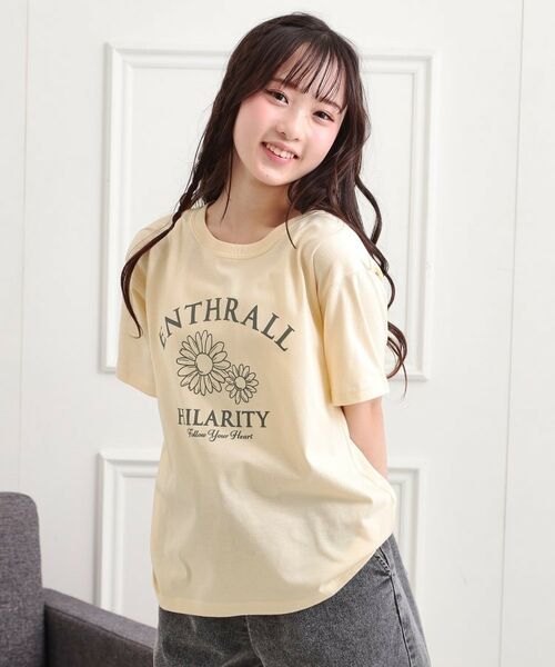 PINK-latte/ピンク ラテ フラワーモチーフTシャツ イエロー(011) 14(140cm) PINK-latte/ピンク ラテ フラワーモチーフTシャツ イエロー(011) 14(140cm)