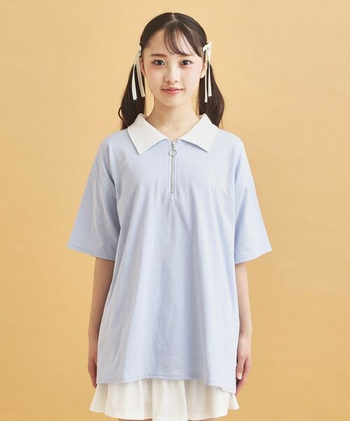 PINK-latte / ピンク ラテ カットソー | ハーフジップ衿付きTシャツ | 詳細1