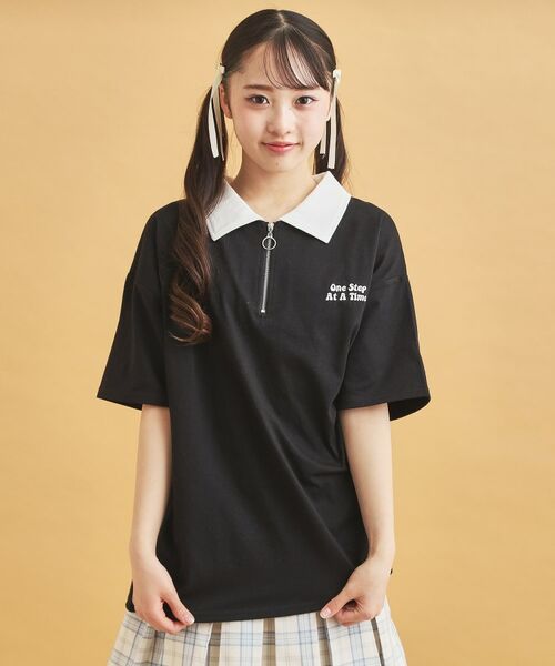 PINK-latte / ピンク ラテ カットソー | ハーフジップ衿付きTシャツ | 詳細11