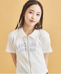 PINK-latte / ピンク ラテ カットソー | 襟付きテレコダブルジッププルオーバー