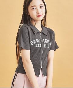 PINK-latte / ピンク ラテ カットソー | 襟付きテレコダブルジッププルオーバー