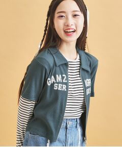 PINK-latte / ピンク ラテ カットソー | 襟付きテレコダブルジッププルオーバー