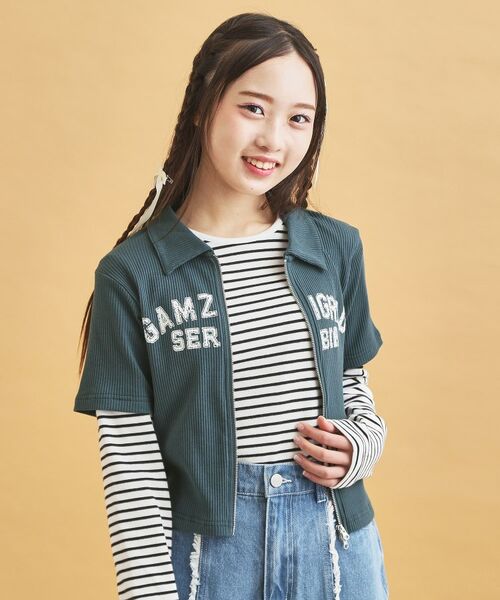 PINK-latte / ピンク ラテ カットソー | 襟付きテレコダブルジッププルオーバー | 詳細12