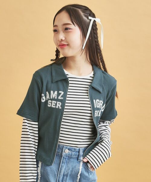 PINK-latte / ピンク ラテ カットソー | 襟付きテレコダブルジッププルオーバー | 詳細13