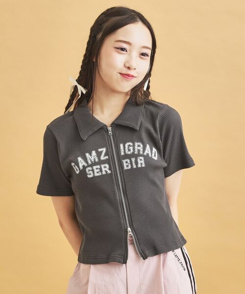 PINK-latte / ピンク ラテ カットソー | 襟付きテレコダブルジッププルオーバー | 詳細16