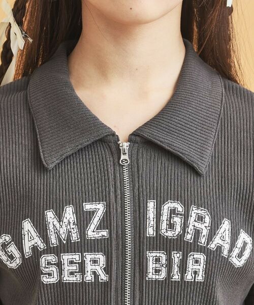 PINK-latte / ピンク ラテ カットソー | 襟付きテレコダブルジッププルオーバー | 詳細4