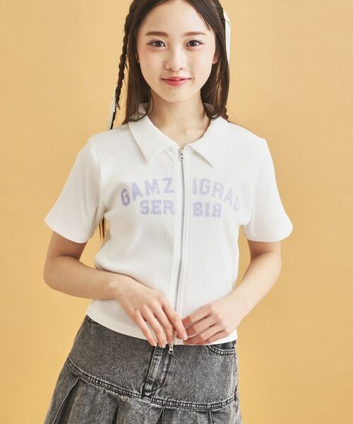 PINK-latte / ピンク ラテ カットソー | 襟付きテレコダブルジッププルオーバー | 詳細9