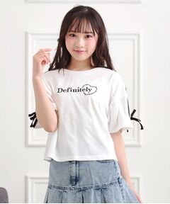 PINK-latte / ピンク ラテ Tシャツ | 袖ラインリボンTシャツ