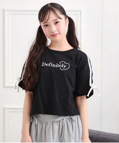 PINK-latte / ピンク ラテ Tシャツ | 袖ラインリボンTシャツ