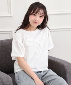 PINK-latte / ピンク ラテ Tシャツ | フリルリボンTシャツ