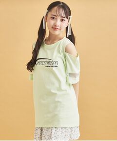 PINK-latte / ピンク ラテ カットソー | チュール切替肩あきTシャツ