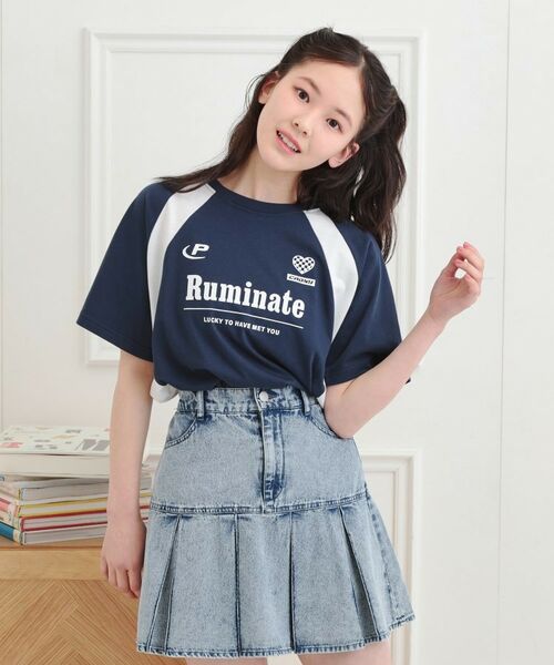 PINK-latte/ピンク ラテ ビッグゲームTシャツ ネイビー(094) 13(130cm) PINK-latte/ピンク ラテ ビッグゲームTシャツ ネイビー(094) 13(130cm)