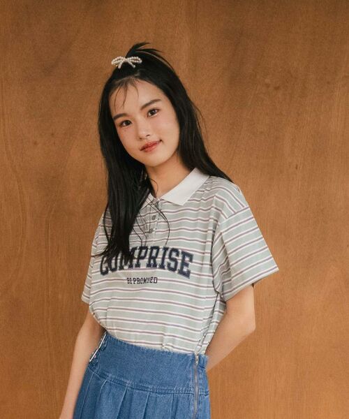 PINK-latte / ピンク ラテ Tシャツ | ラガーシャツTシャツ | 詳細20