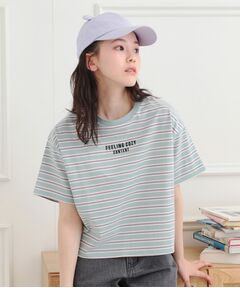 PINK-latte / ピンク ラテ Tシャツ | クロップドボーダーTシャツ