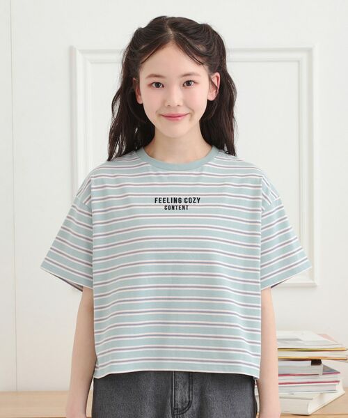 PINK-latte / ピンク ラテ Tシャツ | クロップドボーダーTシャツ | 詳細1