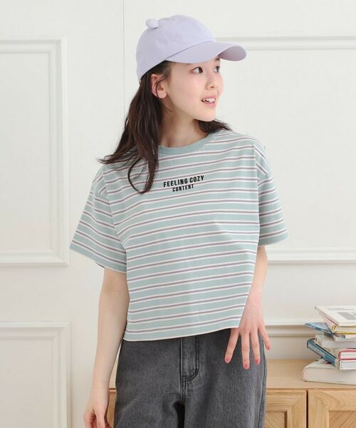 PINK-latte / ピンク ラテ Tシャツ | クロップドボーダーTシャツ | 詳細11