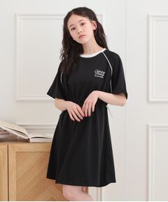 PINK-latte / ピンク ラテ ミニ丈・ひざ丈ワンピース | パイピングドロストTシャツワンピース