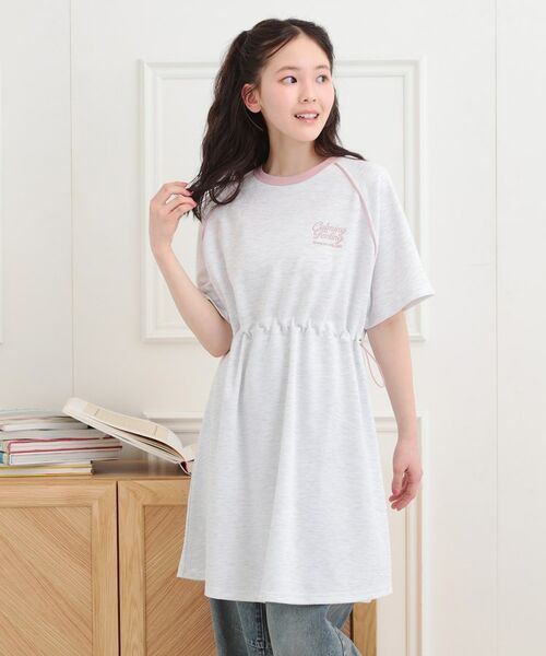 PINK-latte/ピンク ラテ パイピングドロストTシャツワンピース ライトグレー(011) 15(150cm) PINK-latte/ピンク ラテ パイピングドロストTシャツワンピース ライトグレー(011) 15(150cm)
