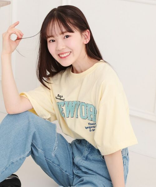 PINK-latte / ピンク ラテ Tシャツ | さがら刺繍ビッグTシャツ | 詳細15